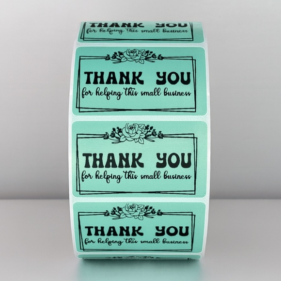 Thank You Small Business Stickers | Mint Green Floral Packaging Labels - Picture 11 of 11